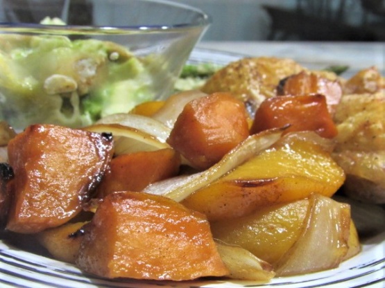 Caramelized Sweet Potatoes & Peaches